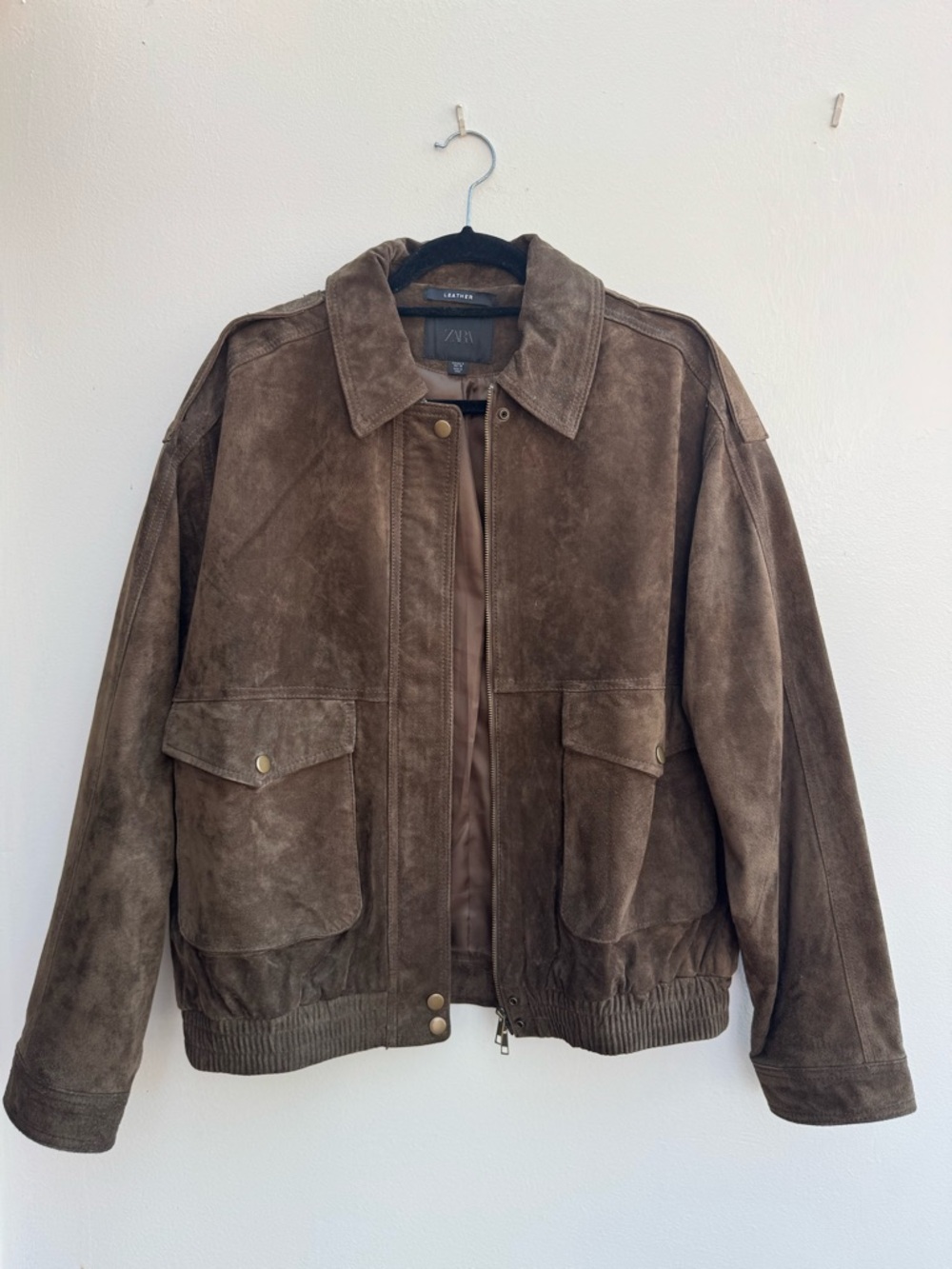 Zara 100% Suede Bomber Jacket